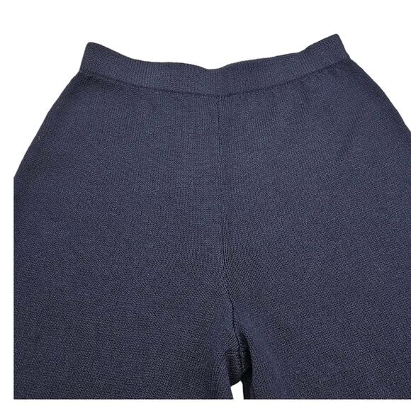St John Pants Womens Size 2 Santana Knit Blue Pull On Evening Split Wide Leg - Picture 3 of 13